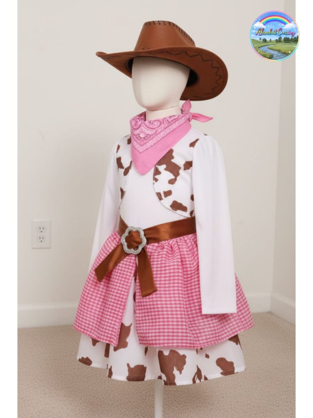 Girls Cowgirl Costume Set Hat Bandana Western Dress Up